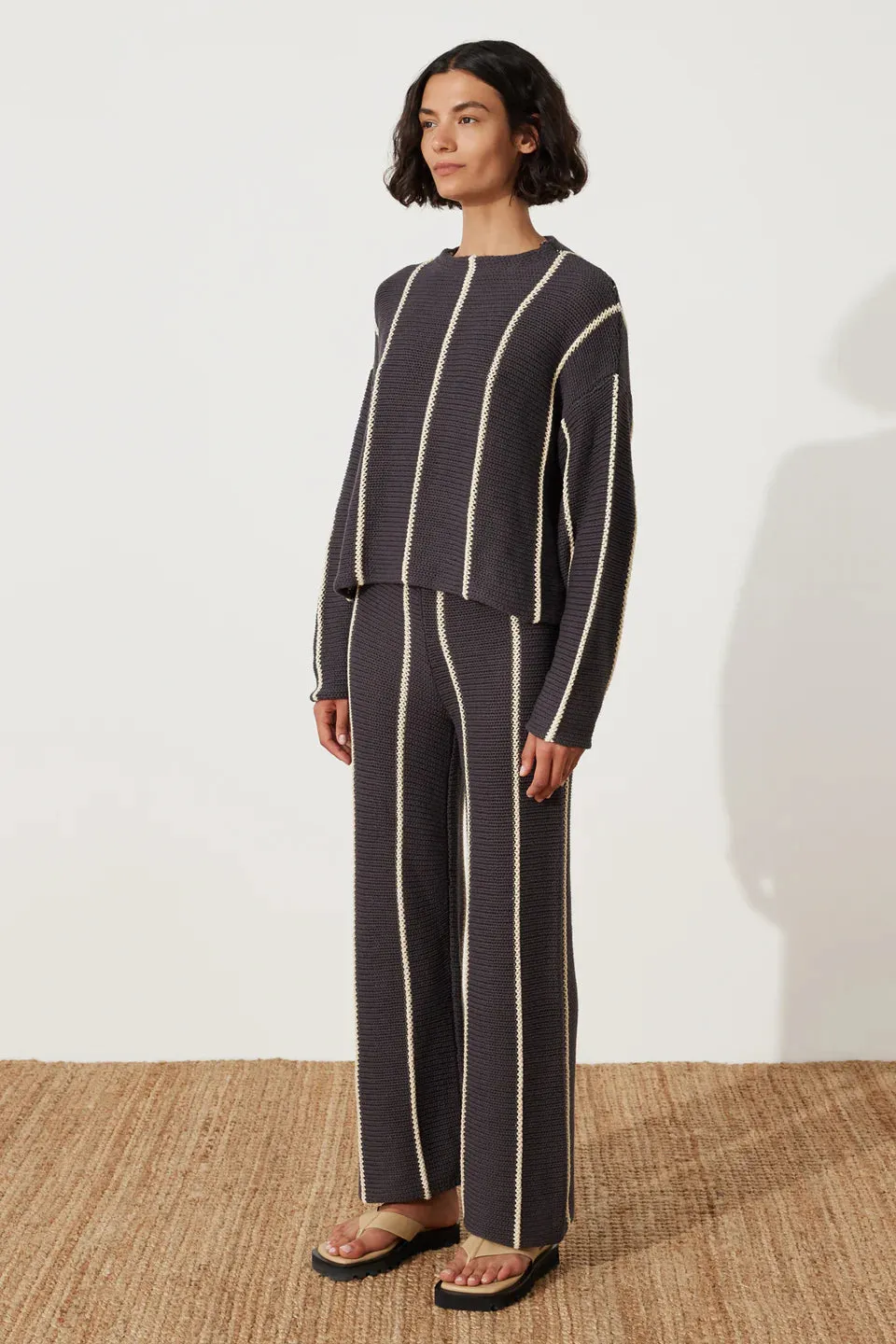CHARCOAL STRIPE KNIT PANT