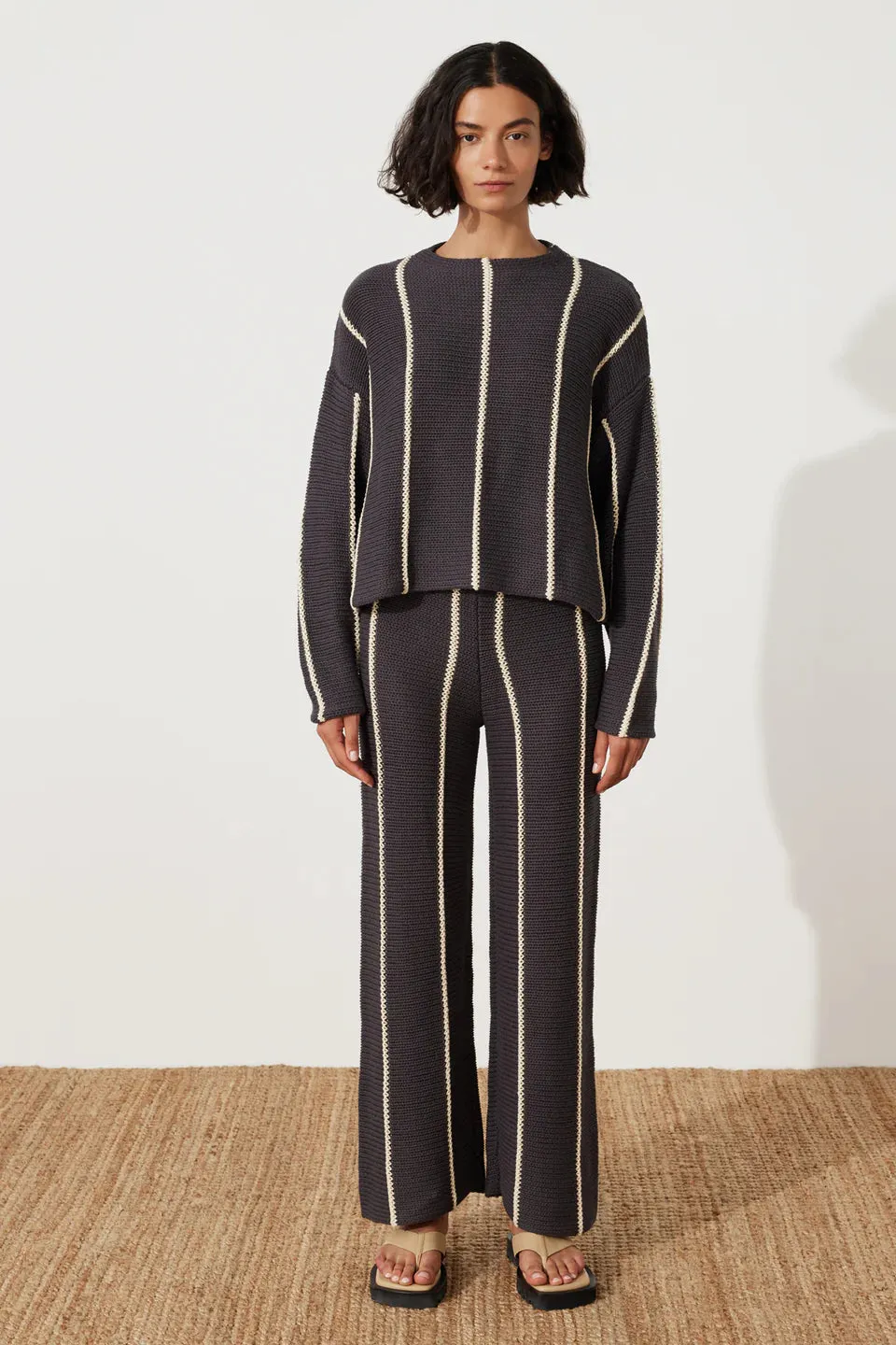 CHARCOAL STRIPE KNIT PANT