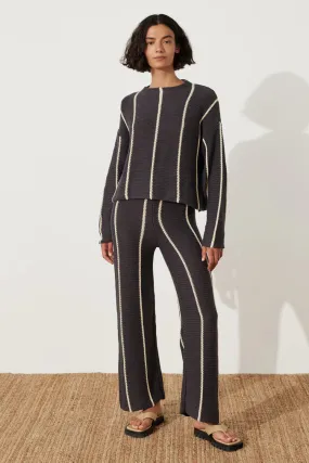 CHARCOAL STRIPE KNIT PANT