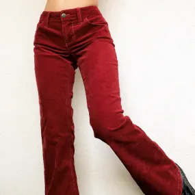 Deep Red Corduroy Flares