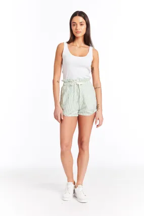 Holly - Paperbag Green Stripe Linen Short