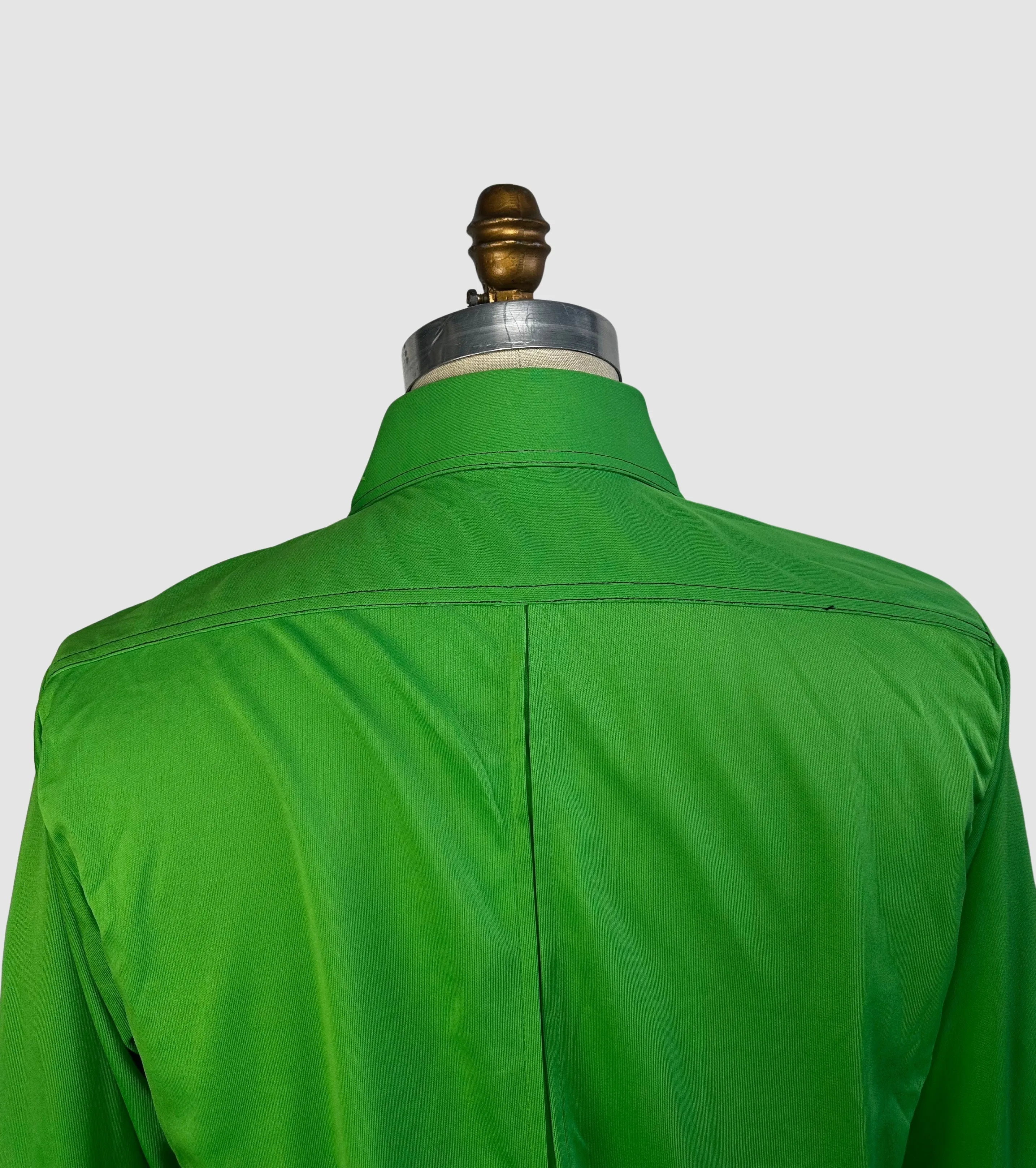 MARTINI 70s Deadstock Green Polyester Disco Shirt  Medium