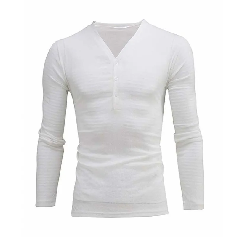 Men's Classic Casual V-Neck Long Sleeve T-Shirt 03851336K