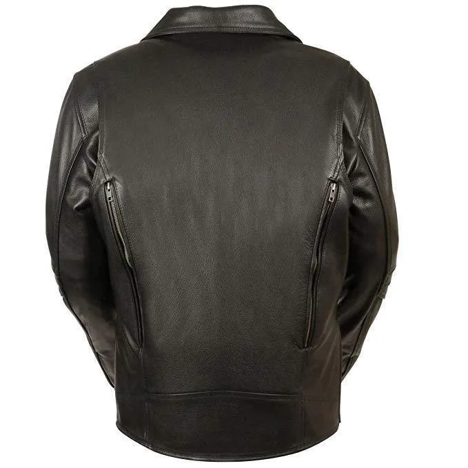 Milwaukee Leather Men's Triple Stitch Extra Long Beltless Black Leather Jacket with Gun Pockets
