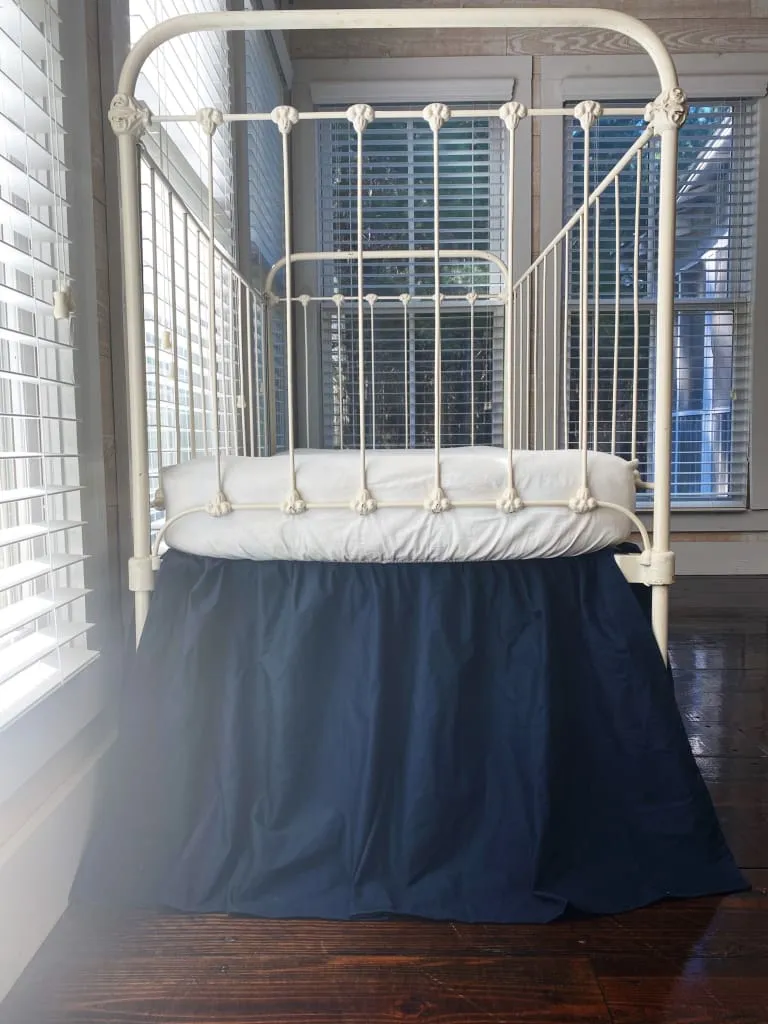 Navy Blue Farmhouse Crib Skirt