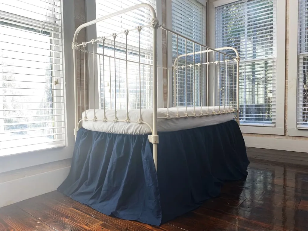 Navy Blue Farmhouse Crib Skirt
