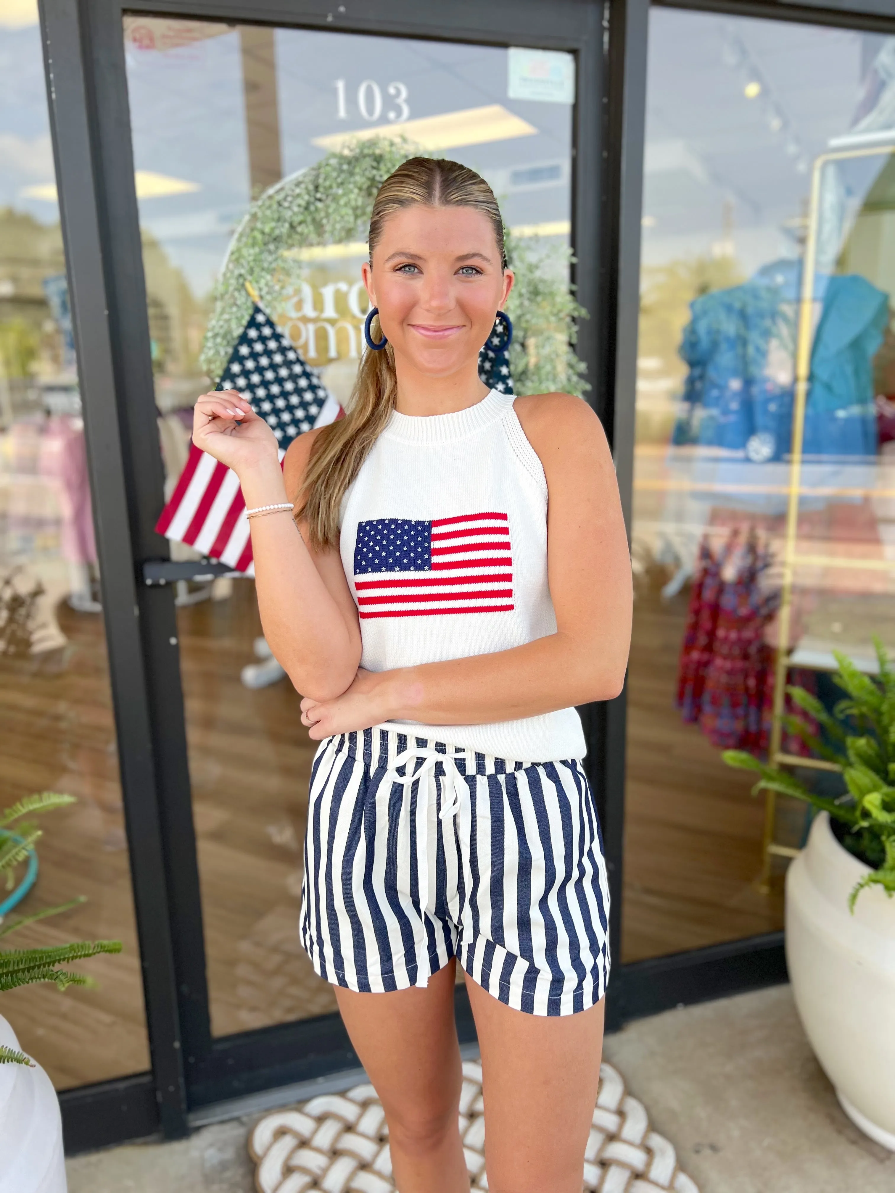 Pinstripe Twill Shorts