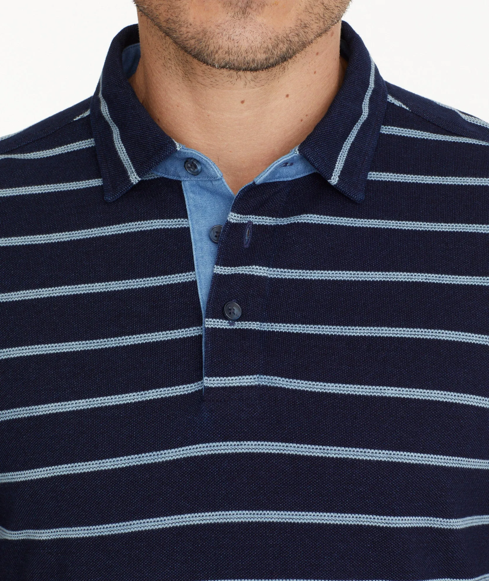 Striped Indigo Polo